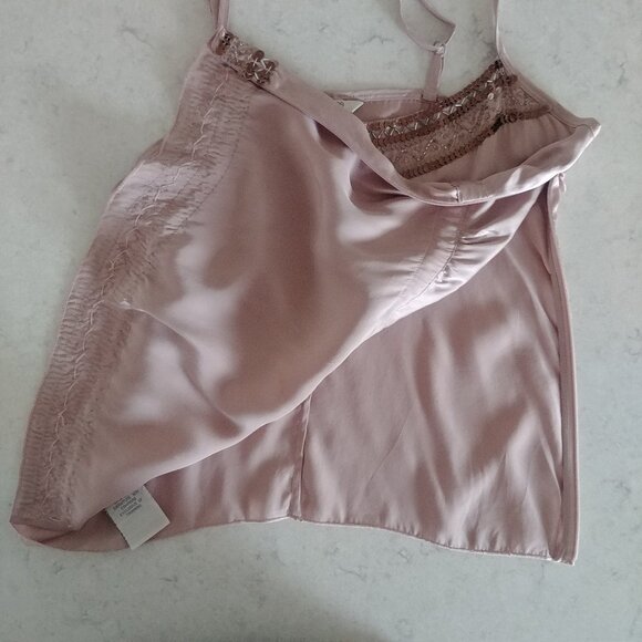 Y2K Jacob Connexion 100% silk beaded sequin cami tank top mauve pink Small - Picture 12 of 16